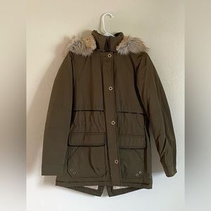 Faux fur lined winter coat